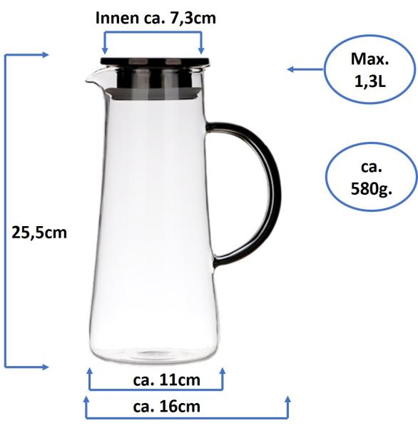 Glaskrug 1,3L mit Deckel - Black High